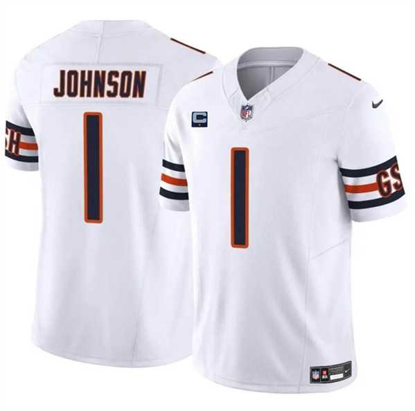 Men & Women & Youth Chicago Bears #1 Jaylon Johnson White 2024 F.U.S.E. With 1-star C Patch Vapor Untouchable Limited Stitched Jersey